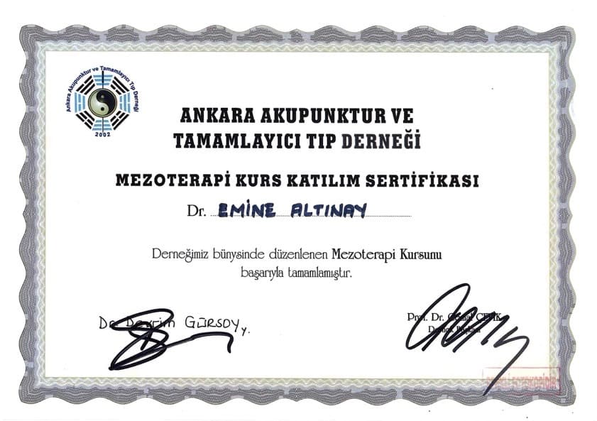 Dr. Emine Altınay Medikal Eğitim Sertifikası 13