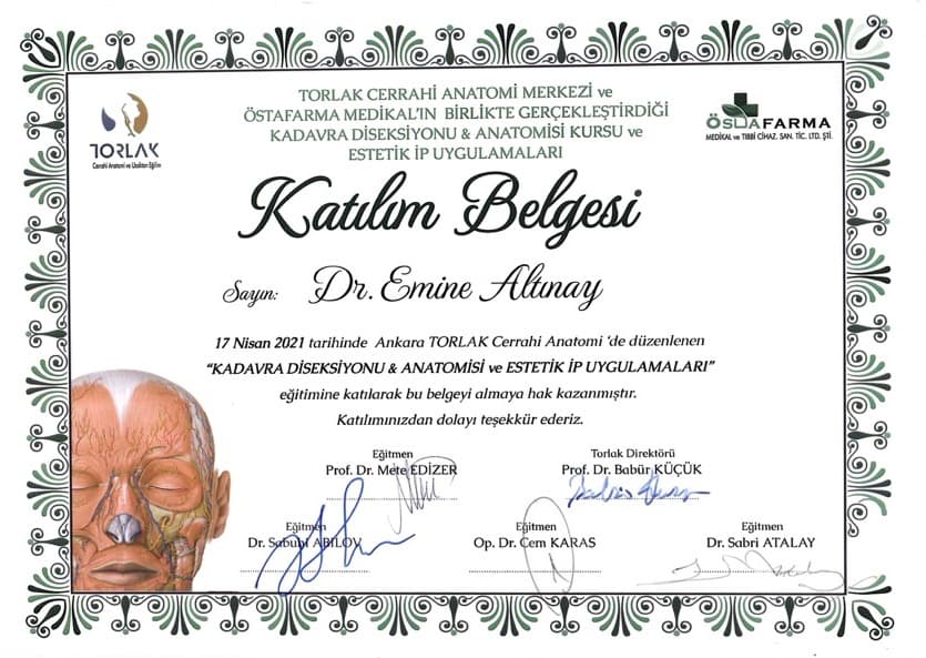 Dr. Emine Altınay Medikal Eğitim Sertifikası 14