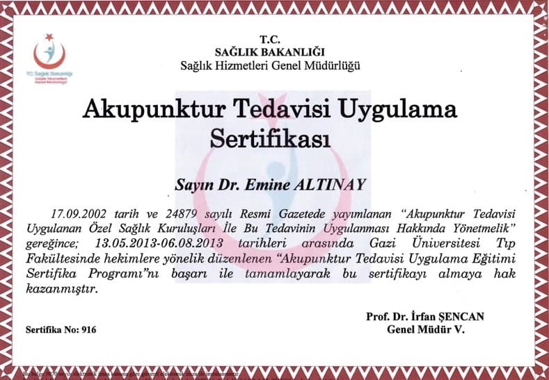Dr. Emine Altınay Medikal Eğitim Sertifikası 3