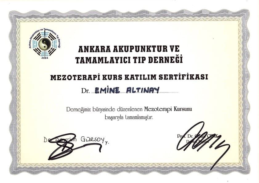 Dr. Emine Altınay Medikal Eğitim Sertifikası 9
